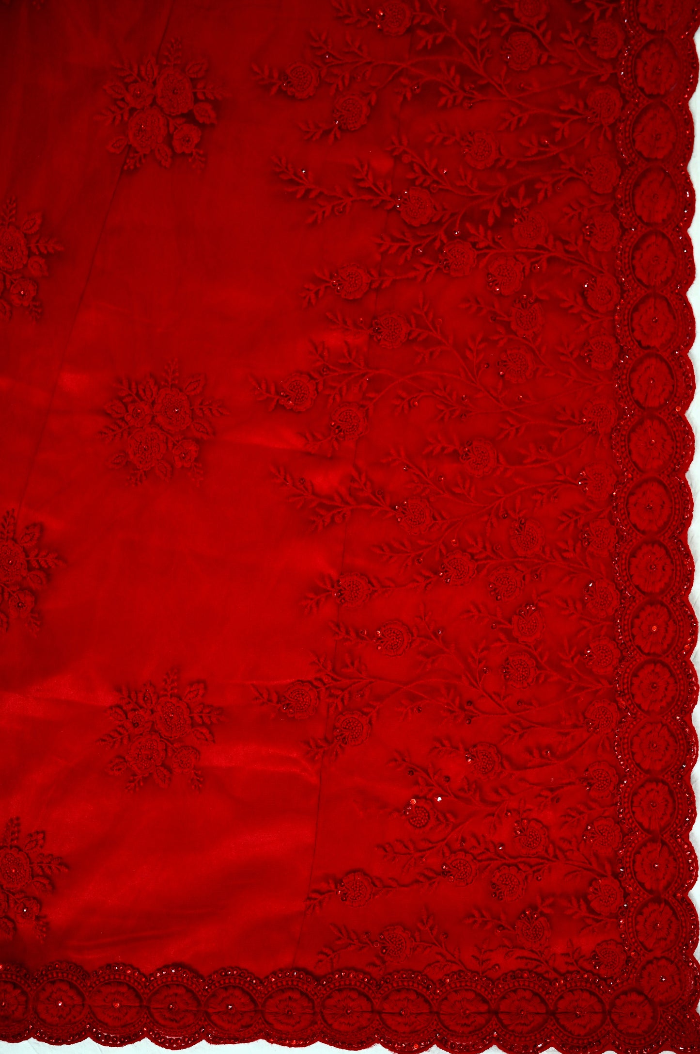 Blood Red Net Saree