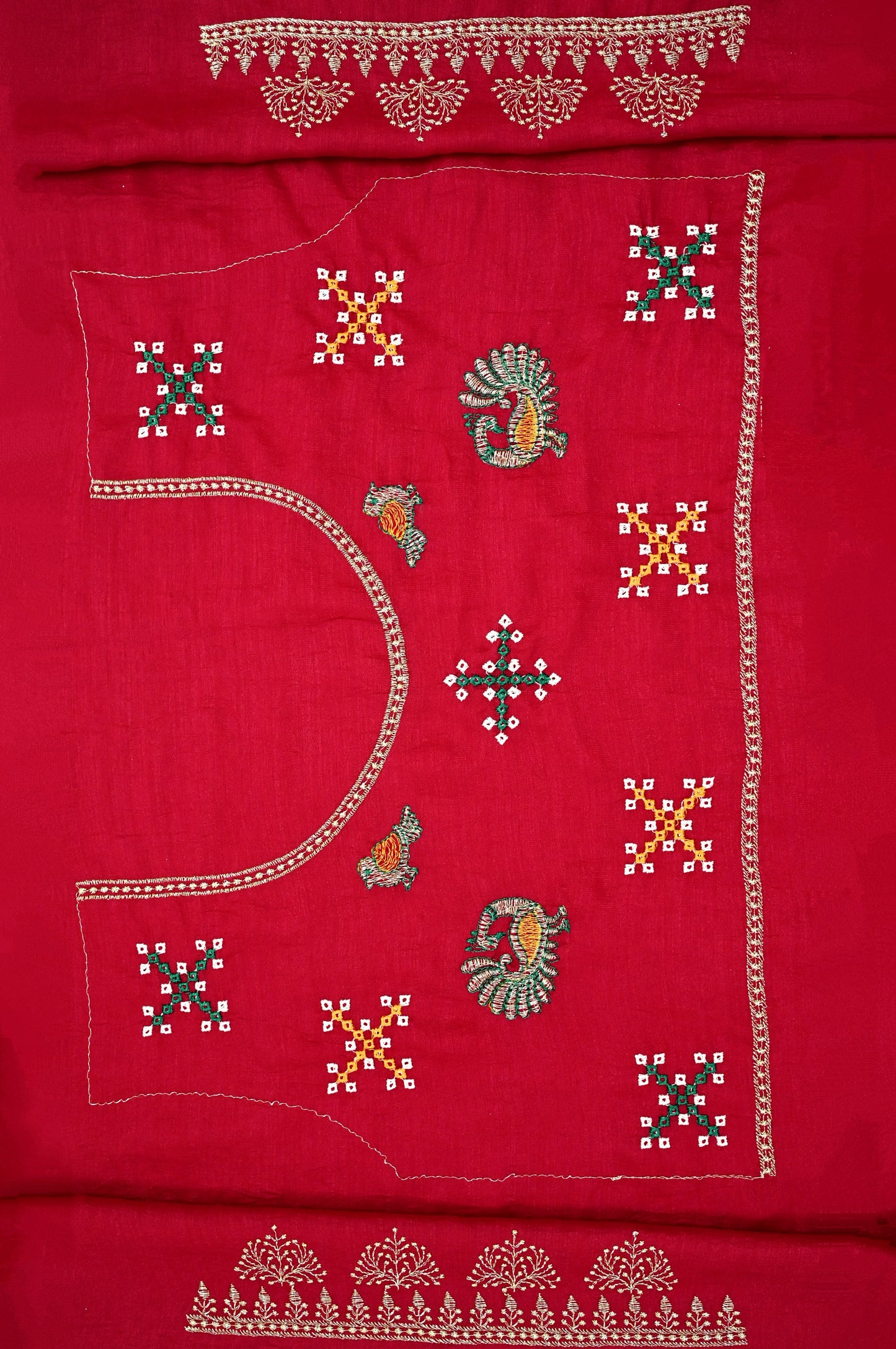 Blue Gharchoda Style Saree