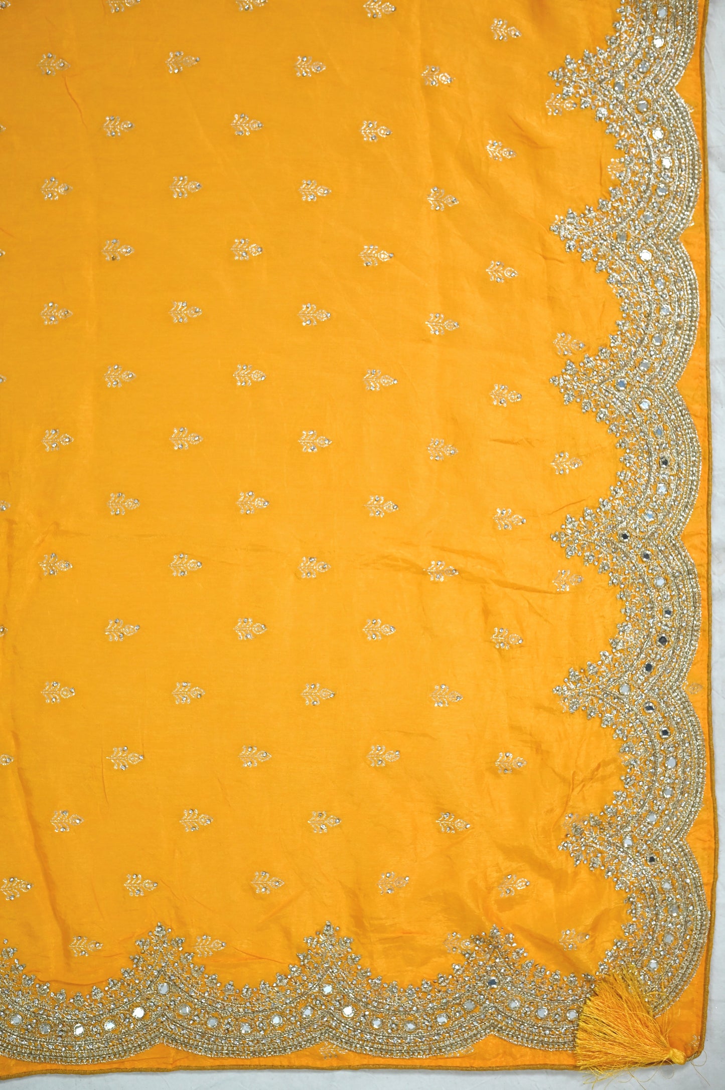 Bright Yellow Cut Work Saree