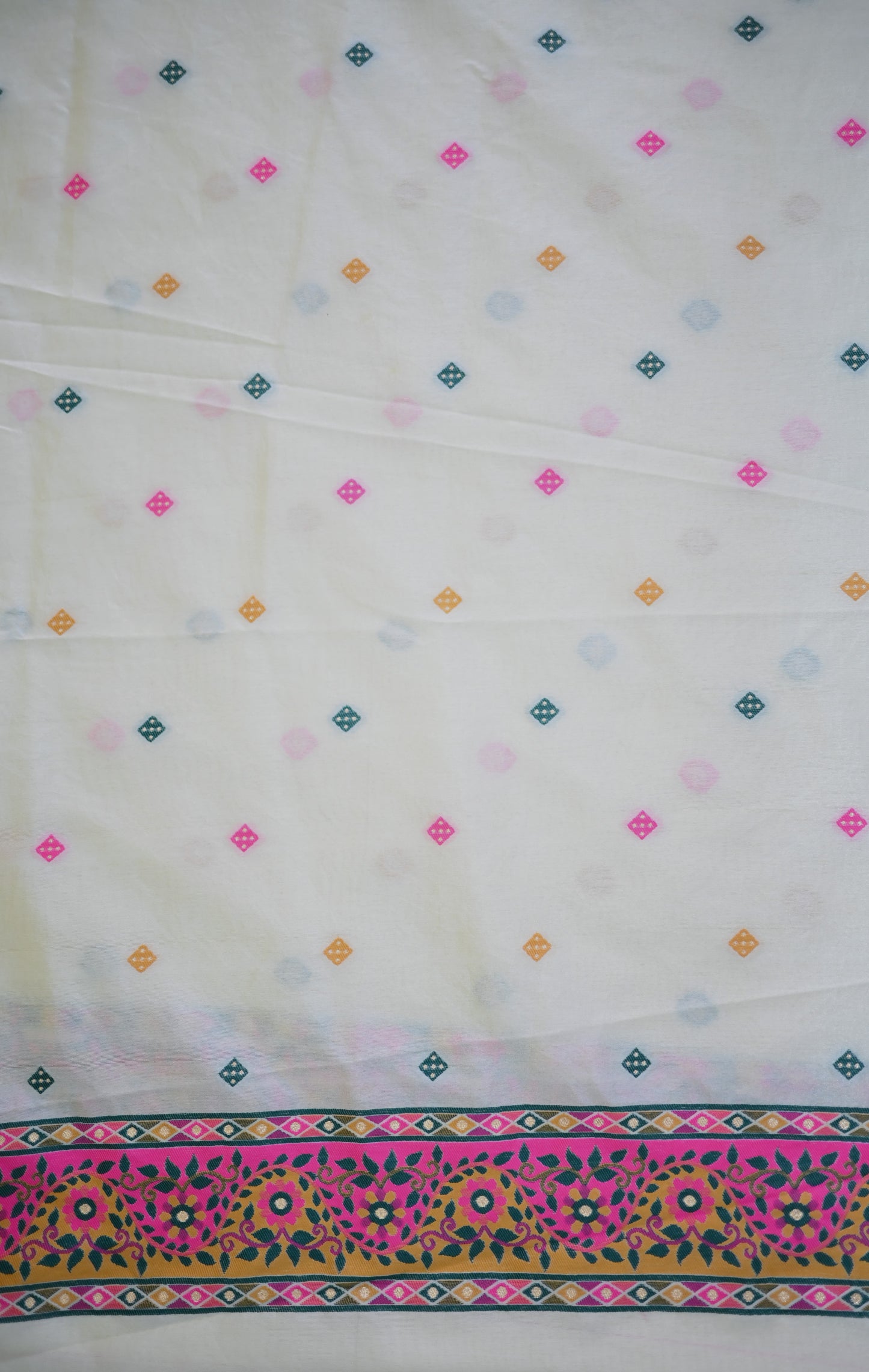 White Multi Color Saree