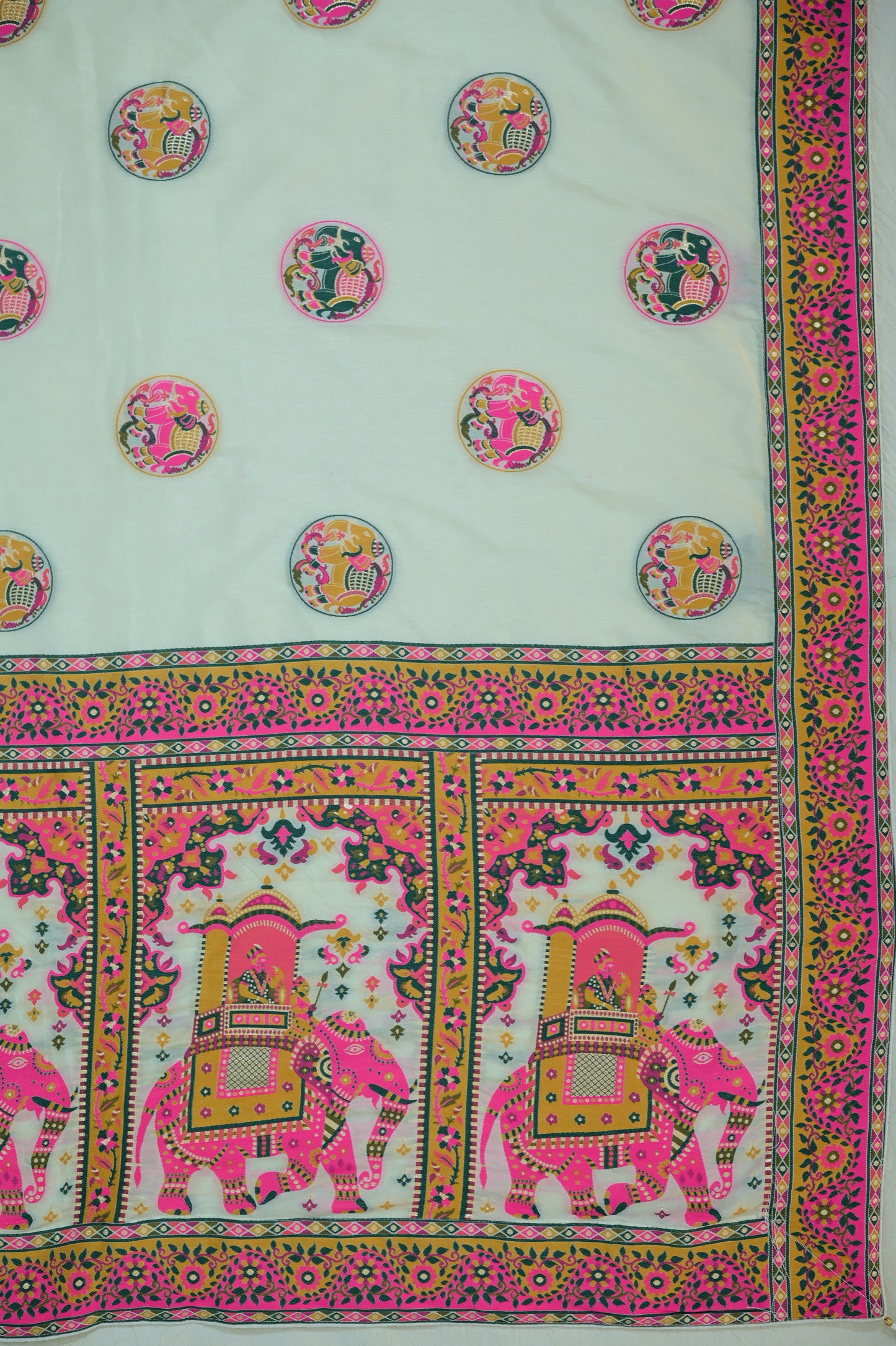White Multi Color Saree