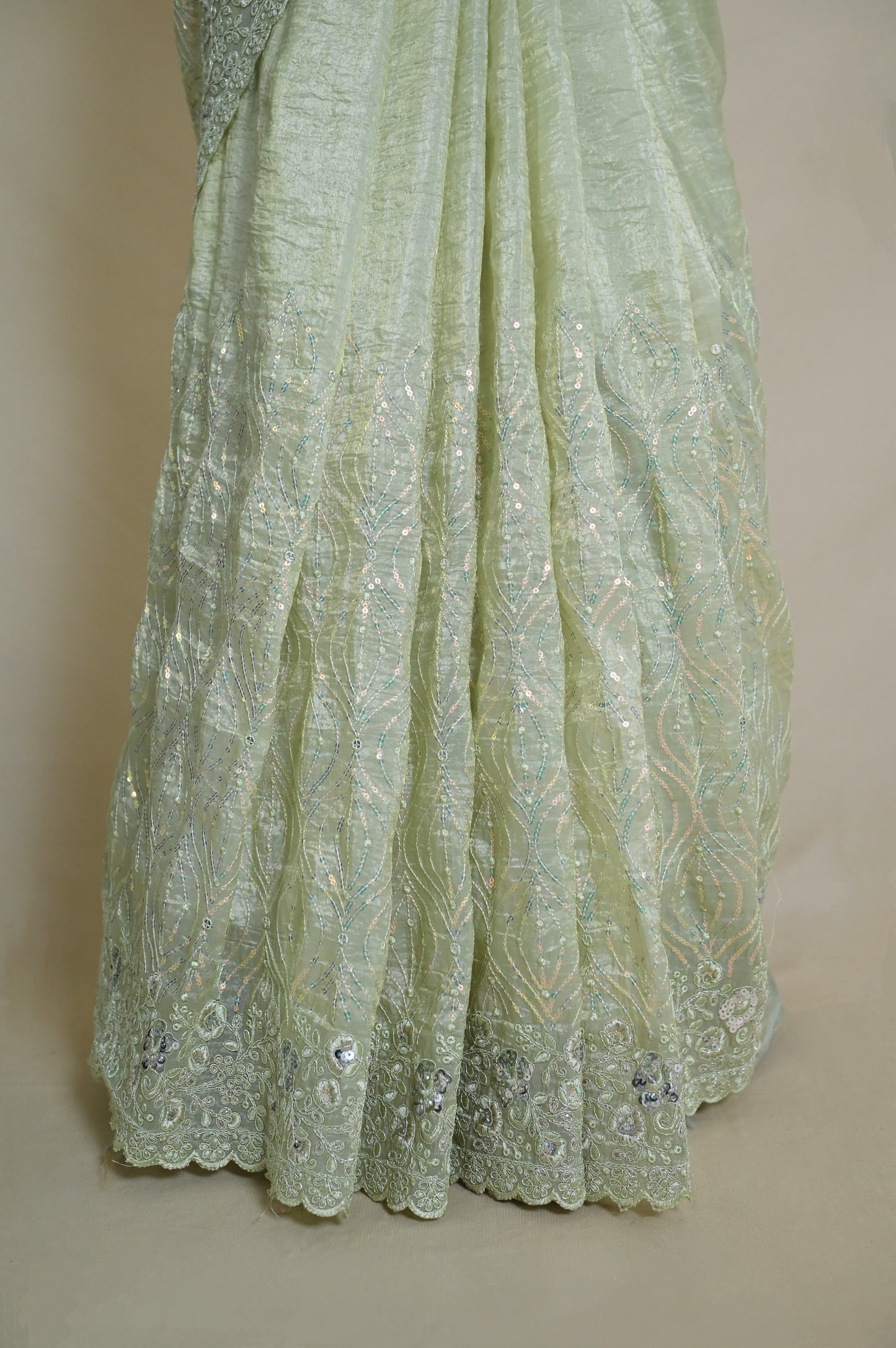 Pista Green Saree