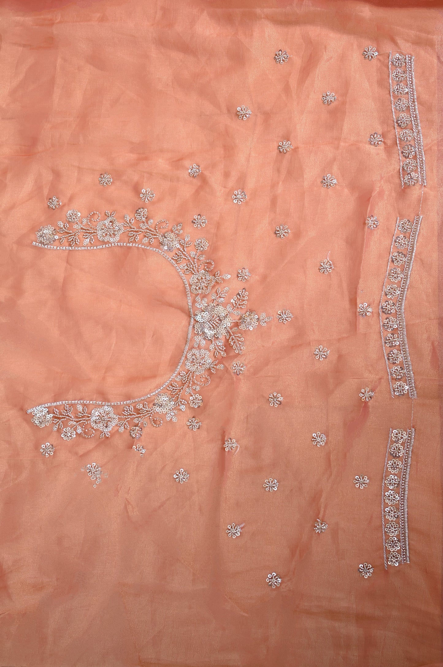 Orange Organza Saree (Hand Work)