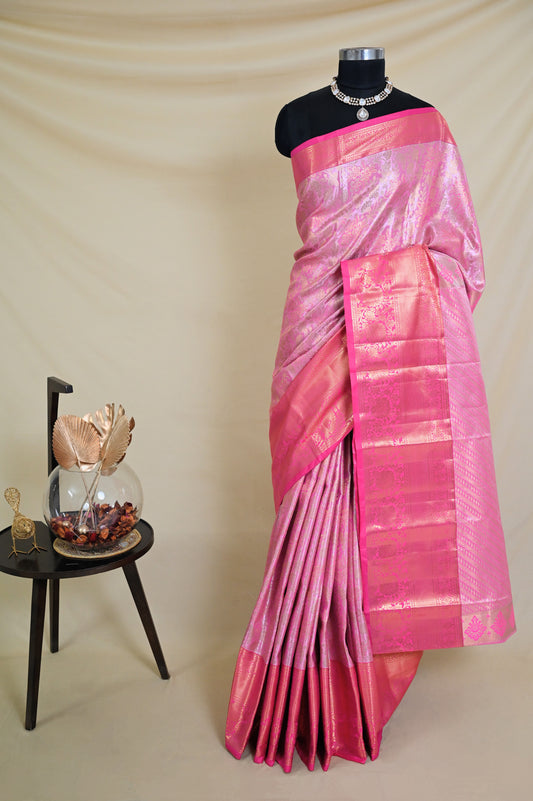 Bright Pink Tissue Saree