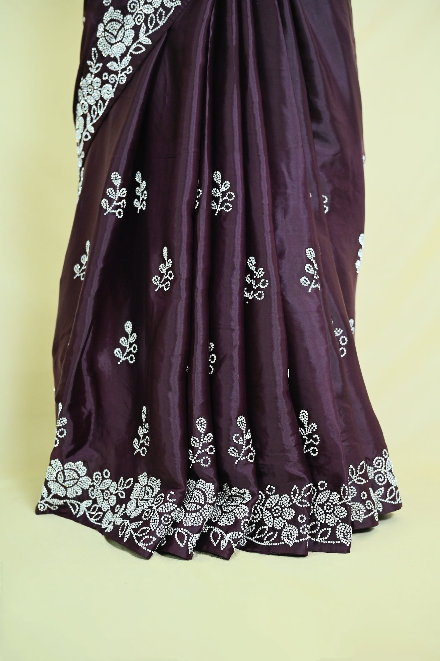 Dark Purple Satin Saree