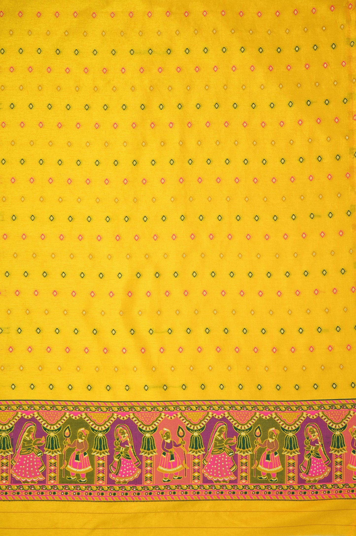 Yellow Crepe Saree
