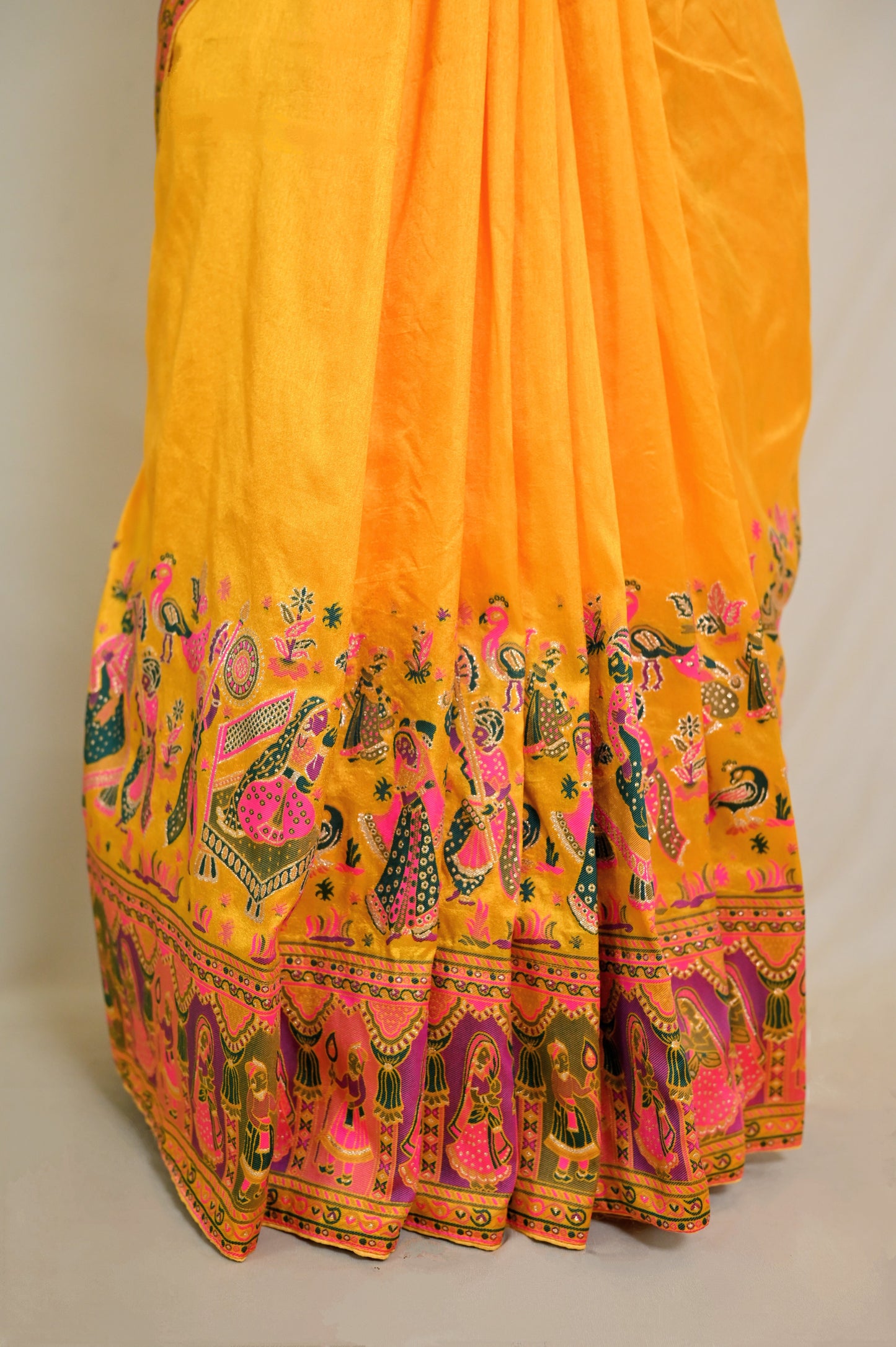 Yellow Crepe Saree