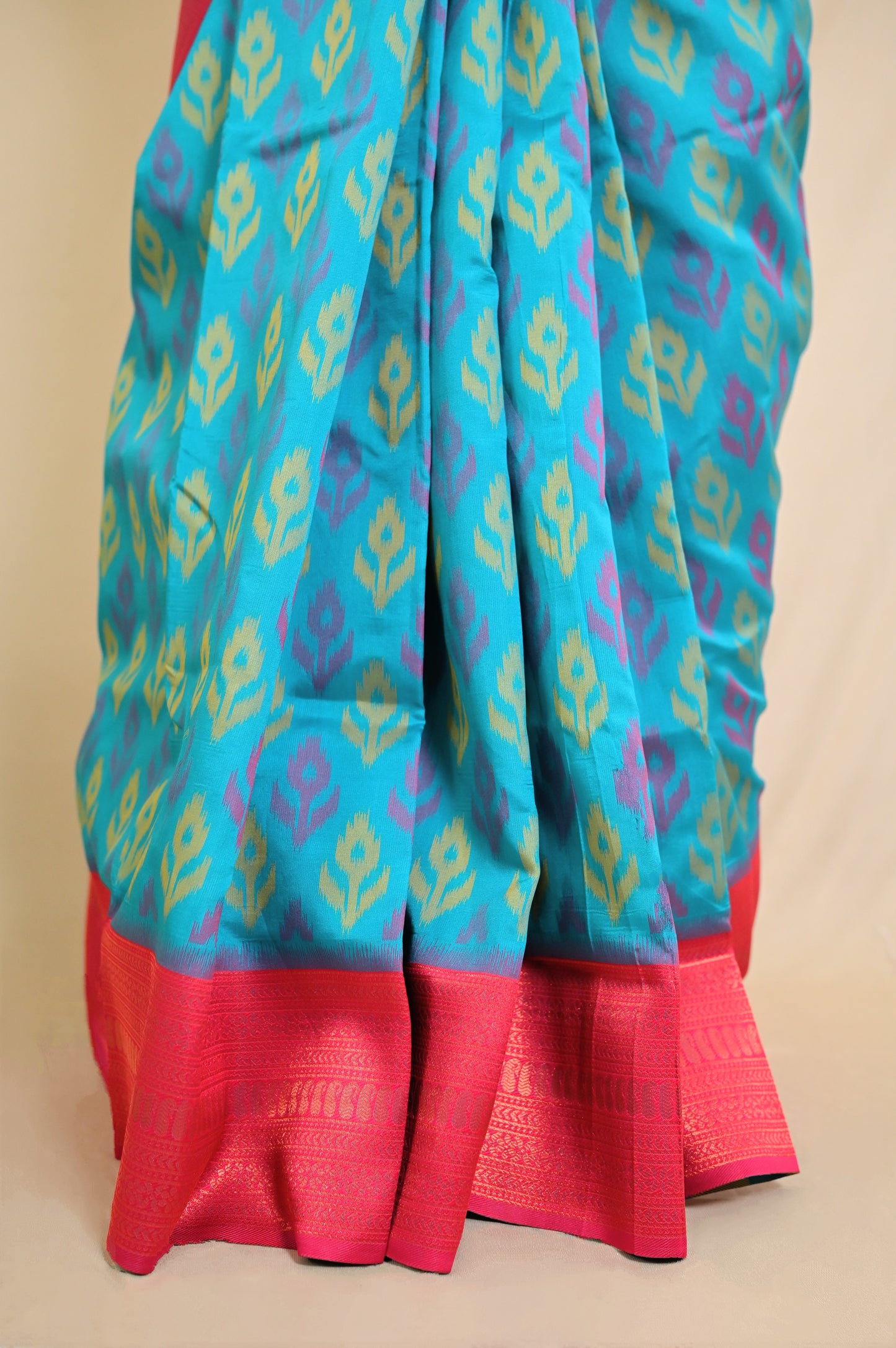 Blue and Pink Ikkat Saree