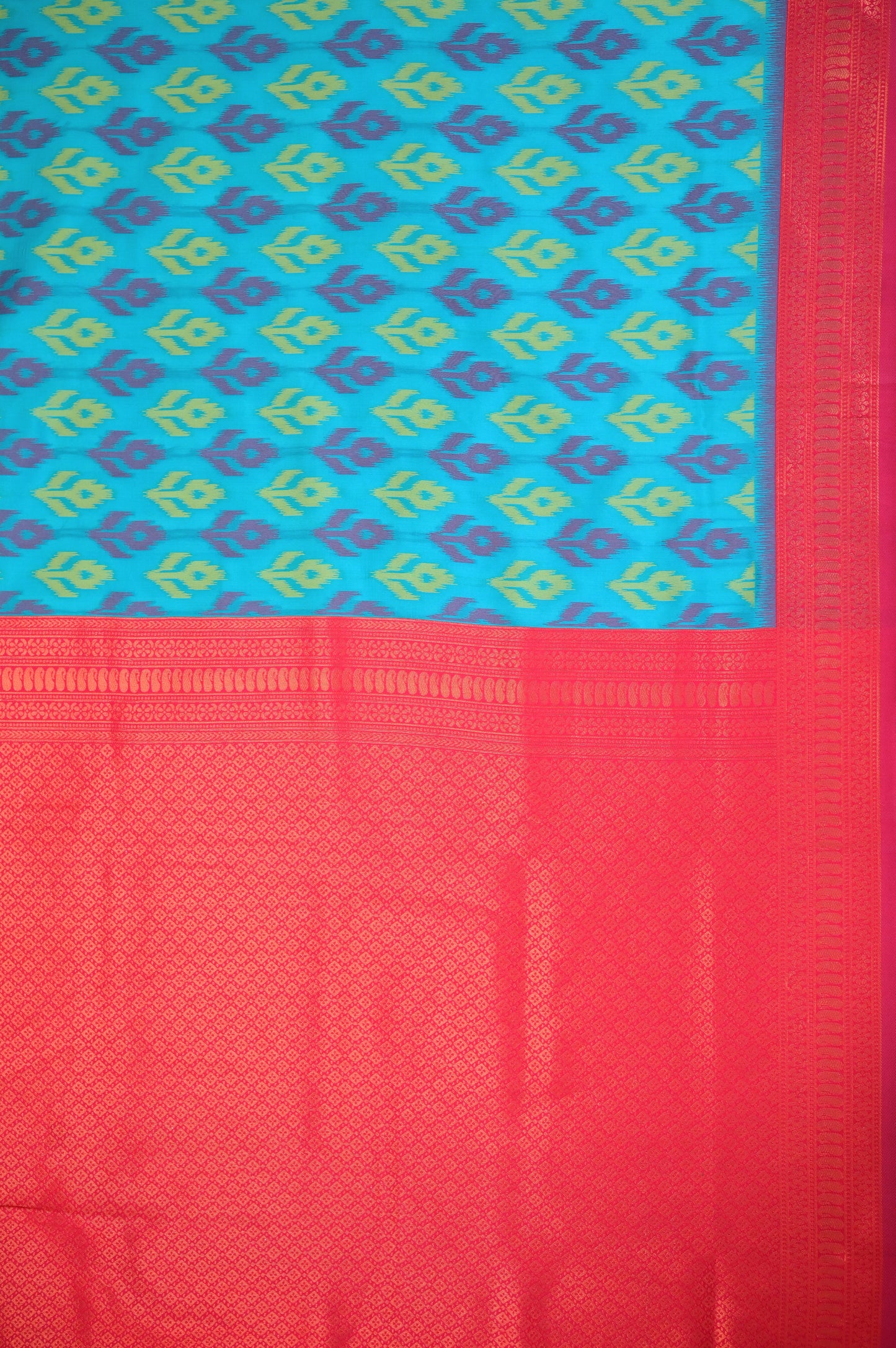 Blue and Pink Ikkat Saree