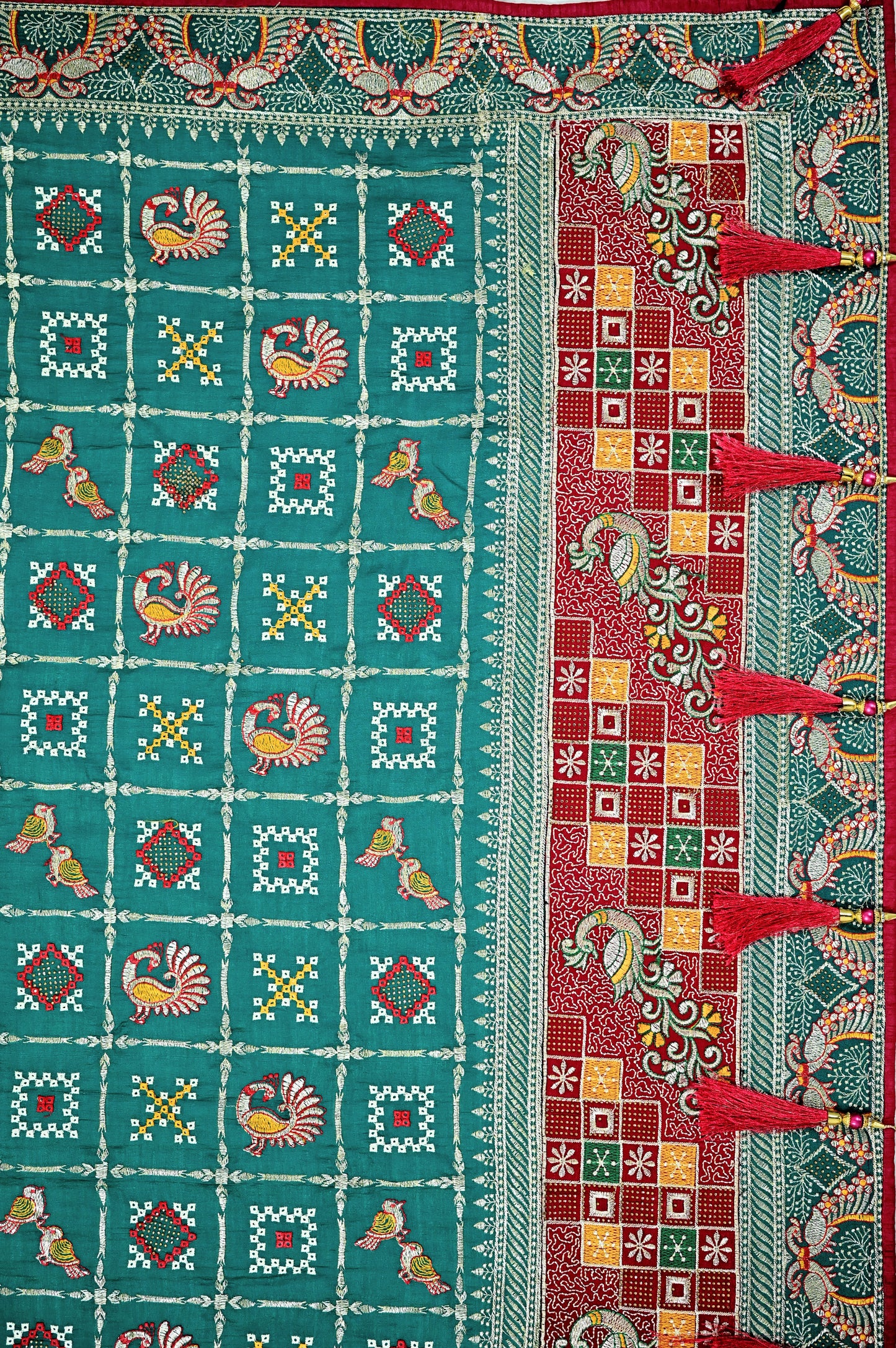 Blue Gharchoda Style Saree