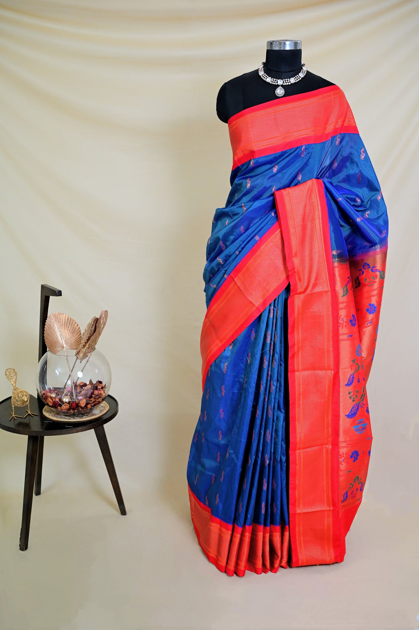 Blue & Red Paithani