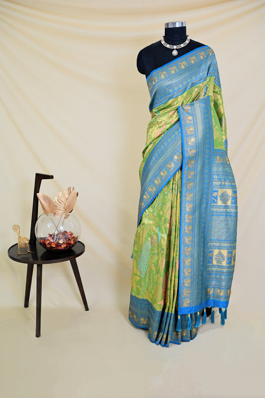 Green & Blue Silk Saree