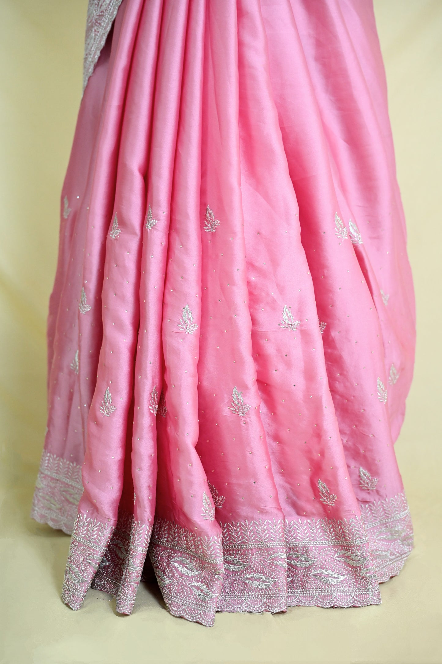 Pink Satin Saree