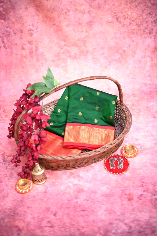 Green Red Paithani