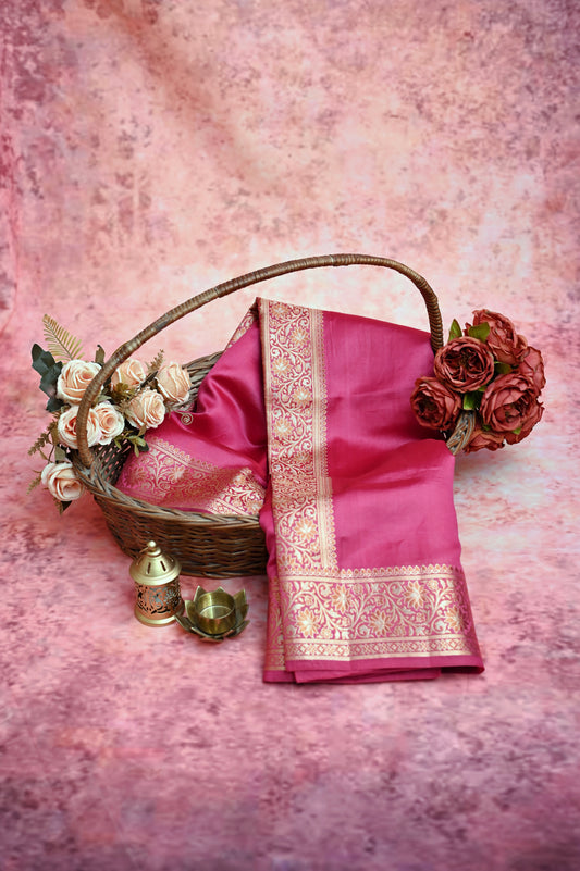 Rani Pink Banarasi Silk Saree