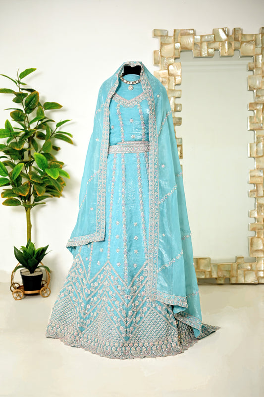 Blue Hand-Work Lehenga