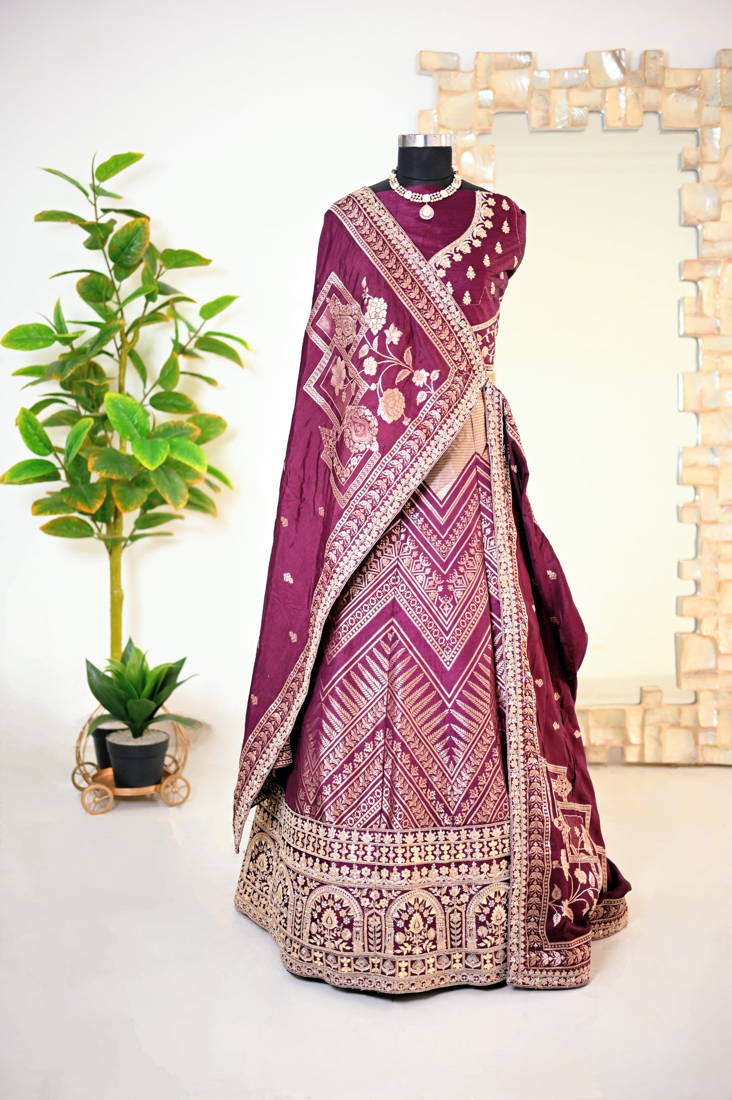 Magenta Purple Silk Lehenga