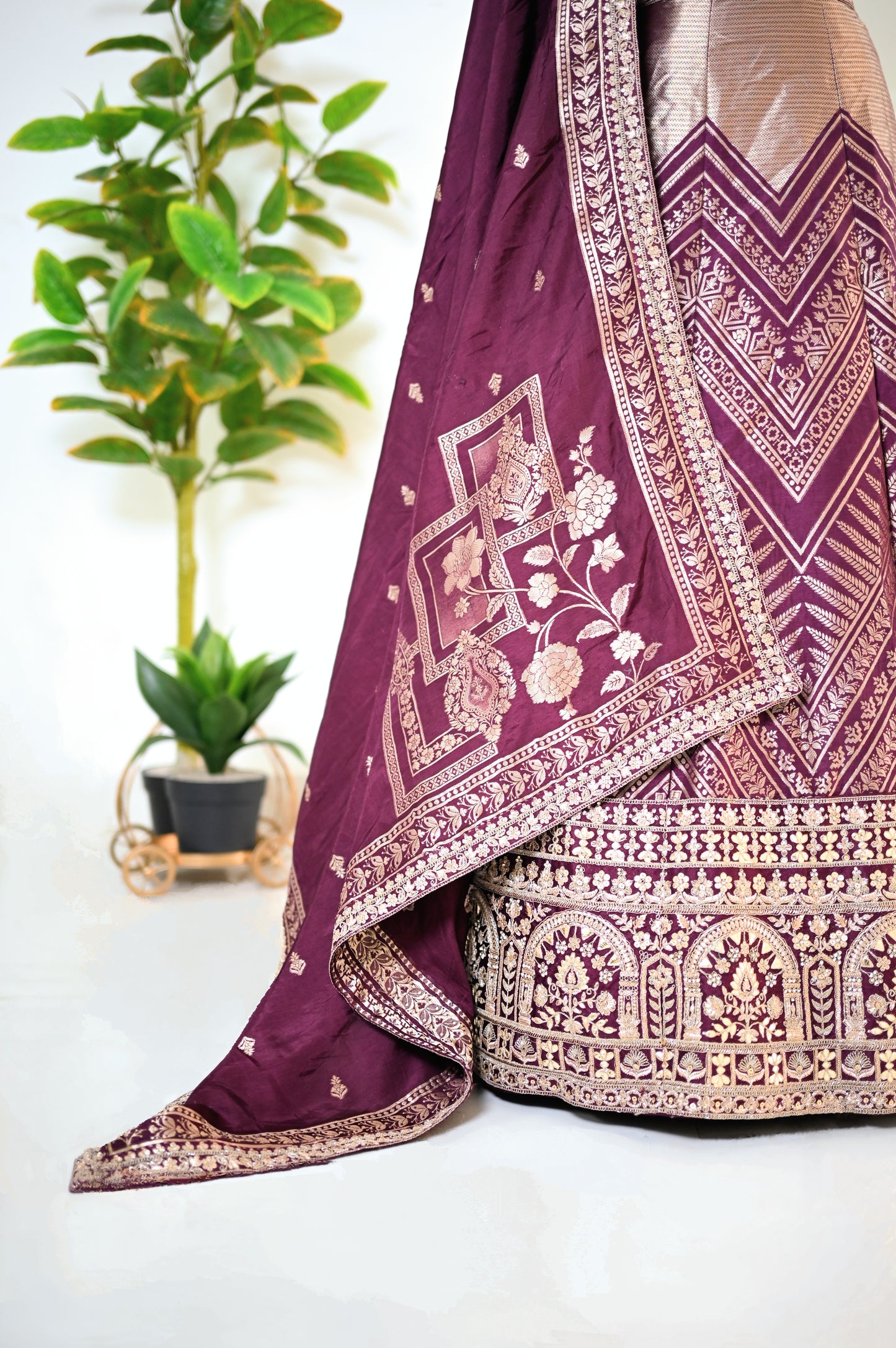 Magenta Purple Silk Lehenga